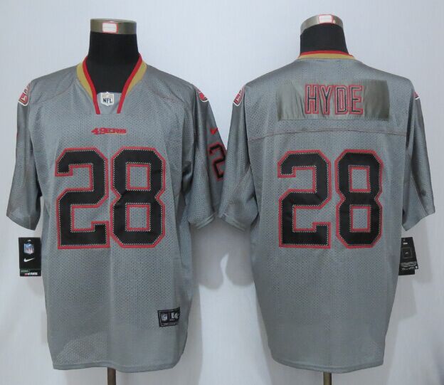 Nike 49ers 28 Carlos Hyde Grey Lights Out Elite Jersey
