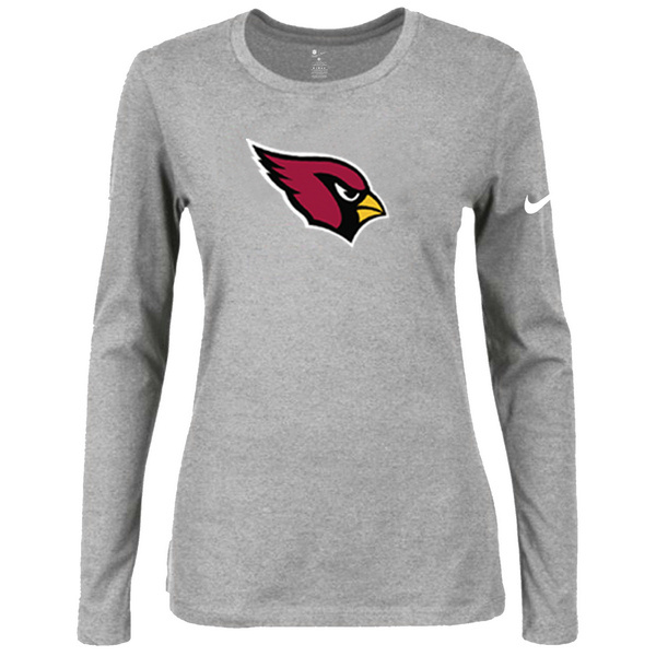 Nike Arizona Cardinals Grey Long Sleeve Women T Shirt - Click Image to Close