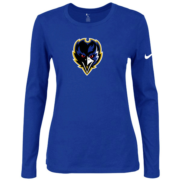 Nike Baltimore Ravens Blue Long Sleeve Women T Shirt02