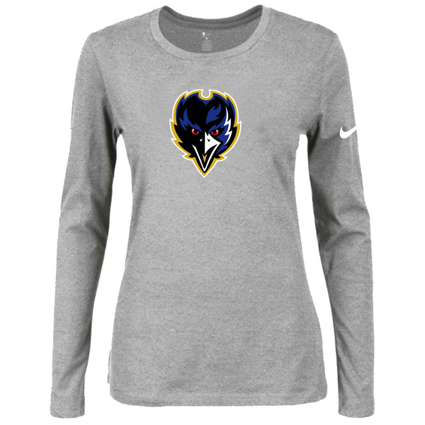 Nike Baltimore Ravens Grey Long Sleeve Women T Shirt02