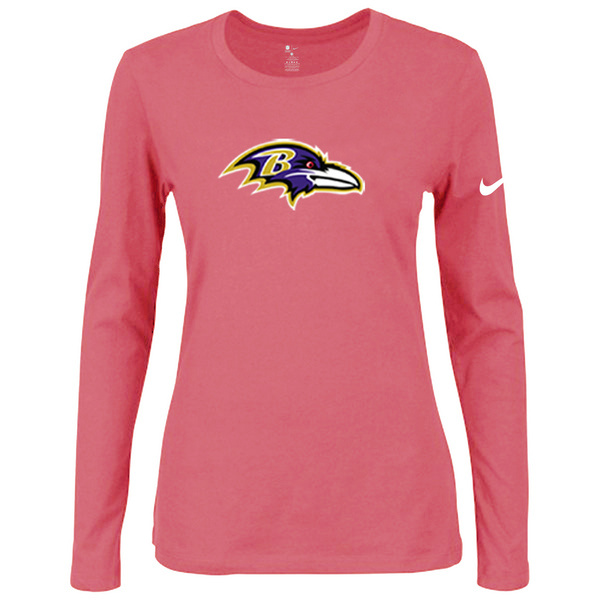 Nike Baltimore Ravens Pink Long Sleeve Women T Shirt