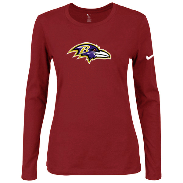 Nike Baltimore Ravens Red Long Sleeve Women T Shirt