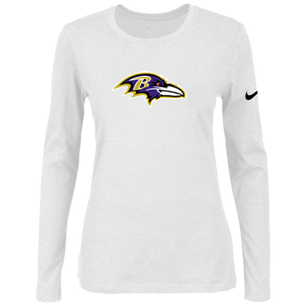 Nike Baltimore Ravens White Long Sleeve Women T Shirt