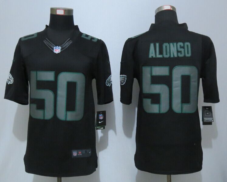 Nike Eagles 50 Kiko Alonso Black Impact Limited Jersey