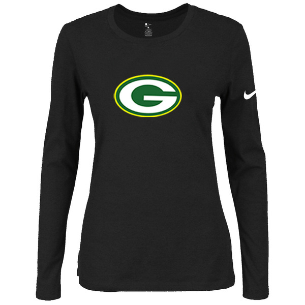 Nike Green Bay Packers Black Long Sleeve Women T Shirt