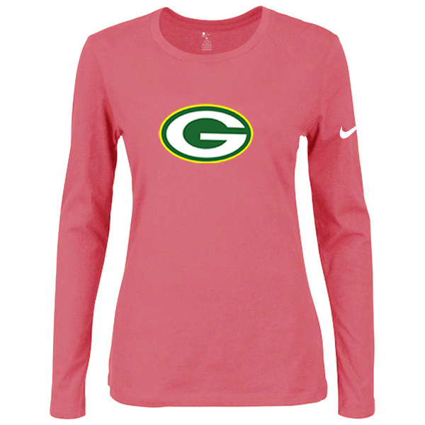 Nike Green Bay Packers Pink Long Sleeve Women T Shirt
