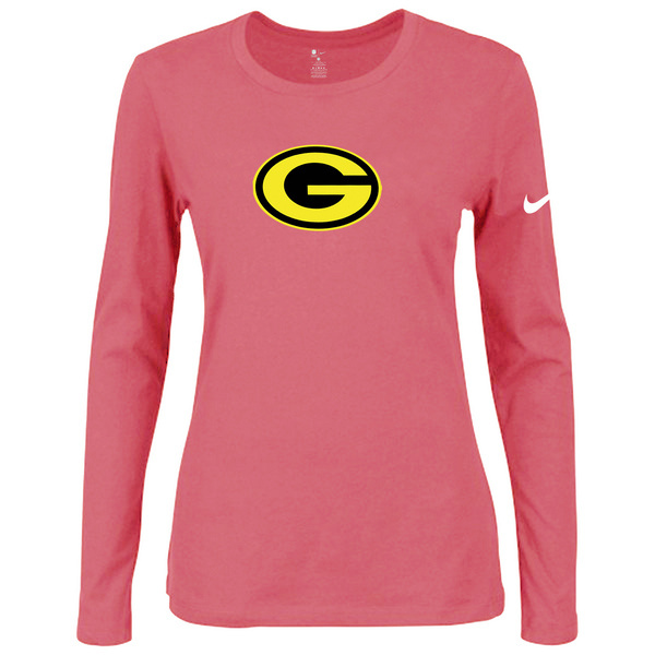 Nike Green Bay Packers Pink Long Sleeve Women T Shirt02