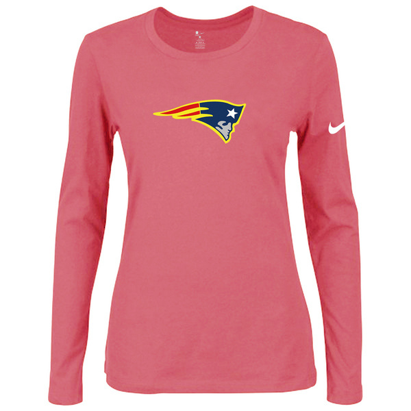 Nike New England Patriots Pink Long Sleeve Women T Shirt02