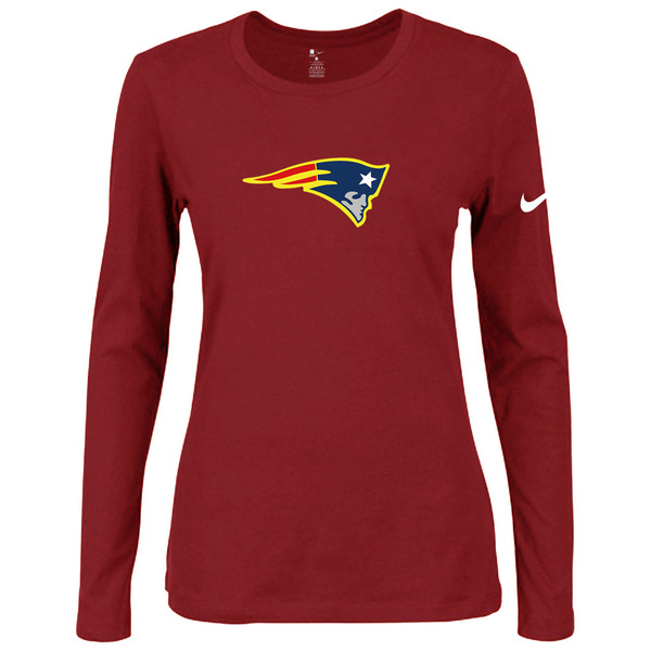 Nike New England Patriots Red Long Sleeve Women T Shirt
