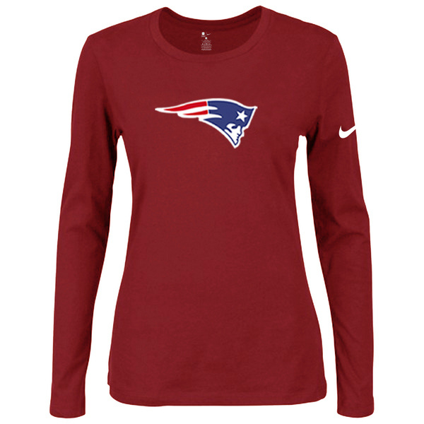 Nike New England Patriots Red Long Sleeve Women T Shirt02