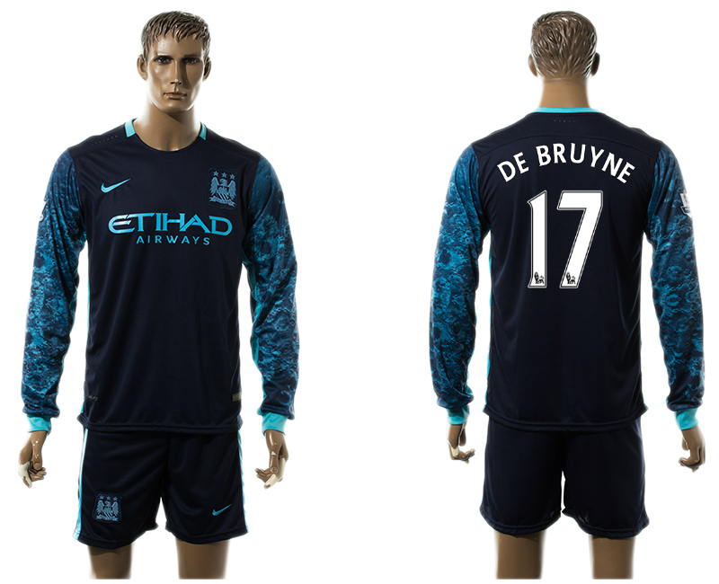 2015-16 Manchster City 17 DE BRUYNE Away Long Sleeve Jersey