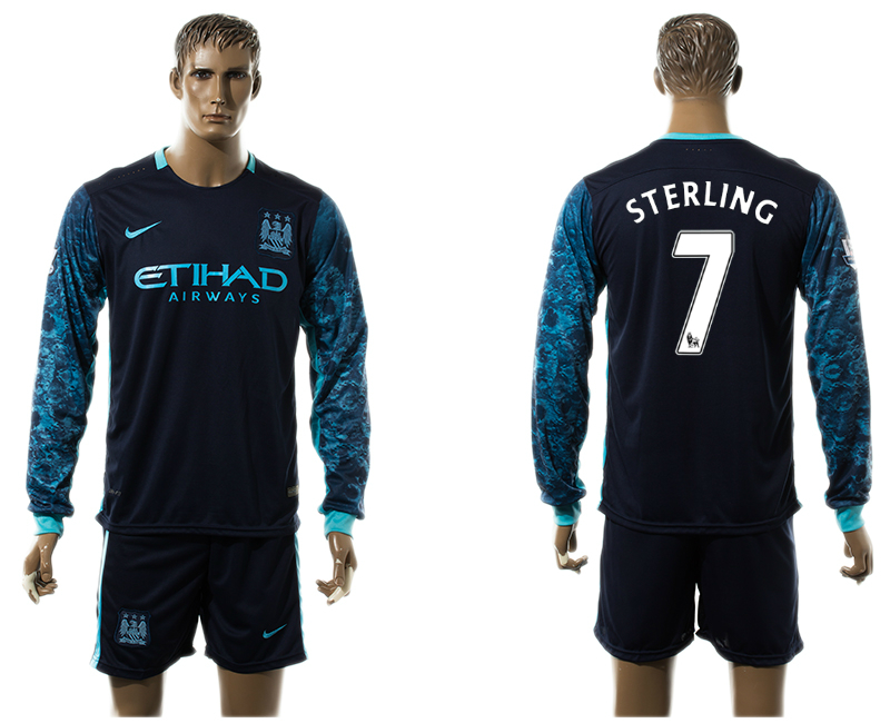 2015-16 Manchster City 7 STERLING Away Long Sleeve Jersey