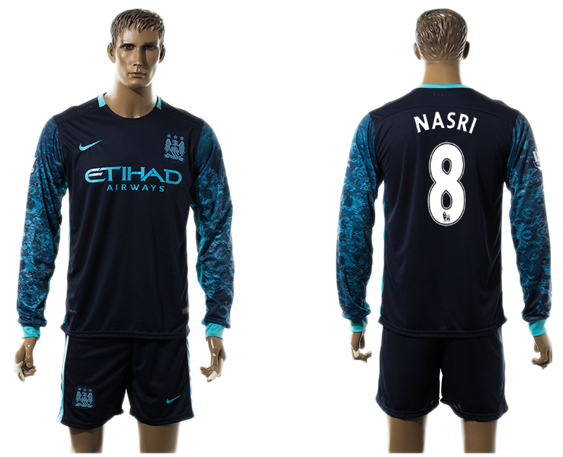 2015-16 Manchster City 8 NASRI Away Long Sleeve Jersey 2015-16 Manchster City 8 NASRI Away Long Sleeve Jersey