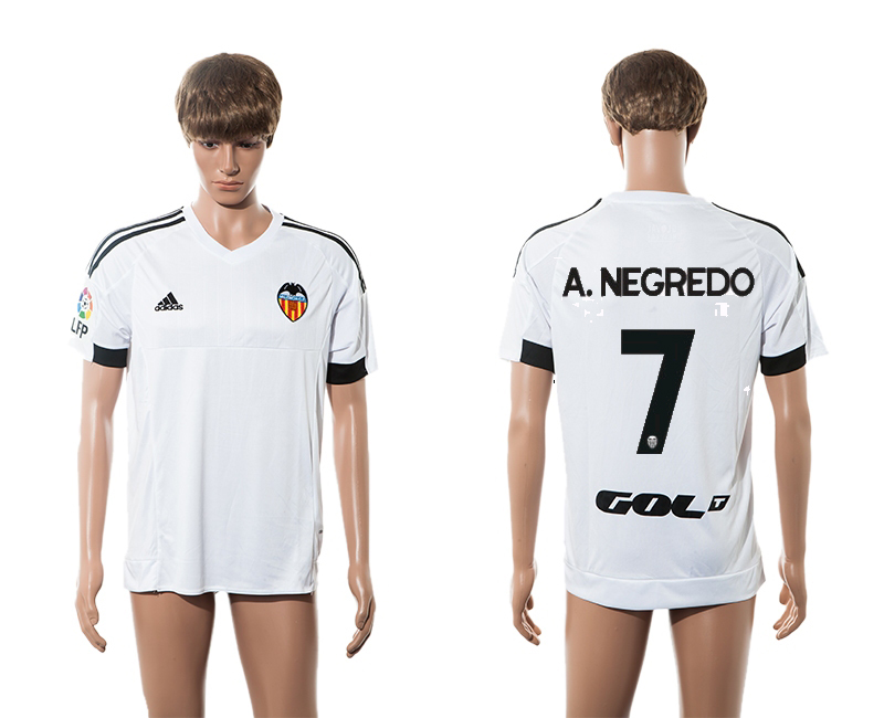 2015-16 Valencia 7 A.NEGREDO Home Thailand Jersey