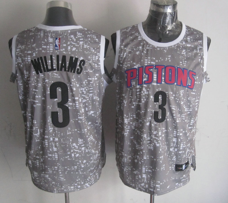 Pistons 3 Shawne Williams Grey City Luminous Jersey
