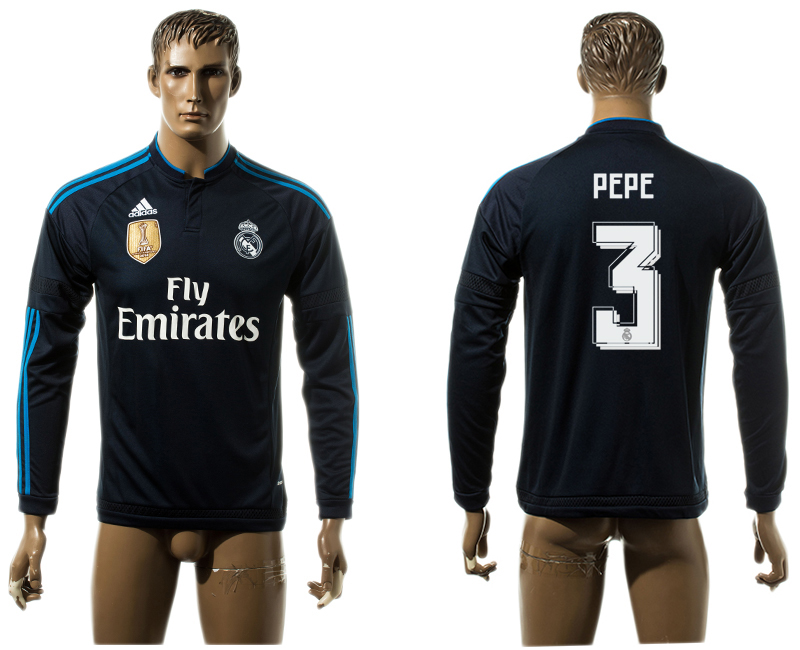 2015-16 Real Madrid 3 PEPE Third Away Long Sleeve Thailand Jersey