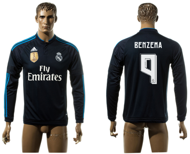 2015-16 Real Madrid 9 BENZEMA Third Away Long Sleeve Thailand Jersey
