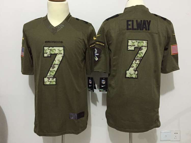 Nike Broncos 7 John Elway Green Salute To Service Limited Jersey