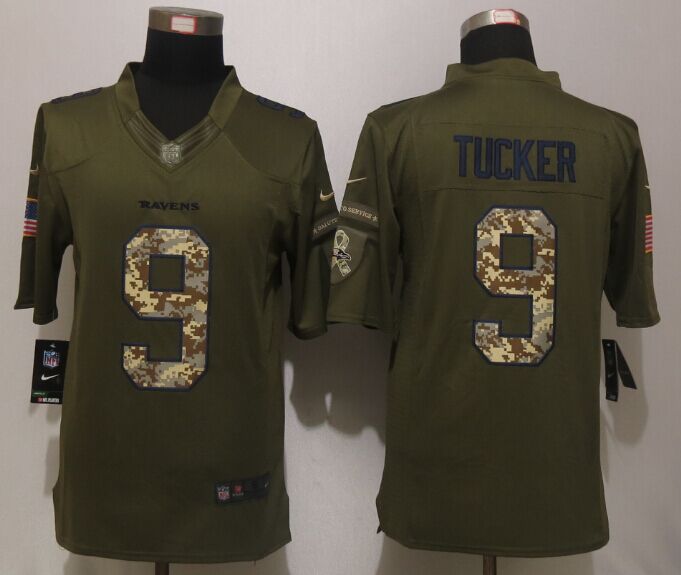 Nike Ravens 9 Justin Tucker Green Salute To Service Limited Jersey