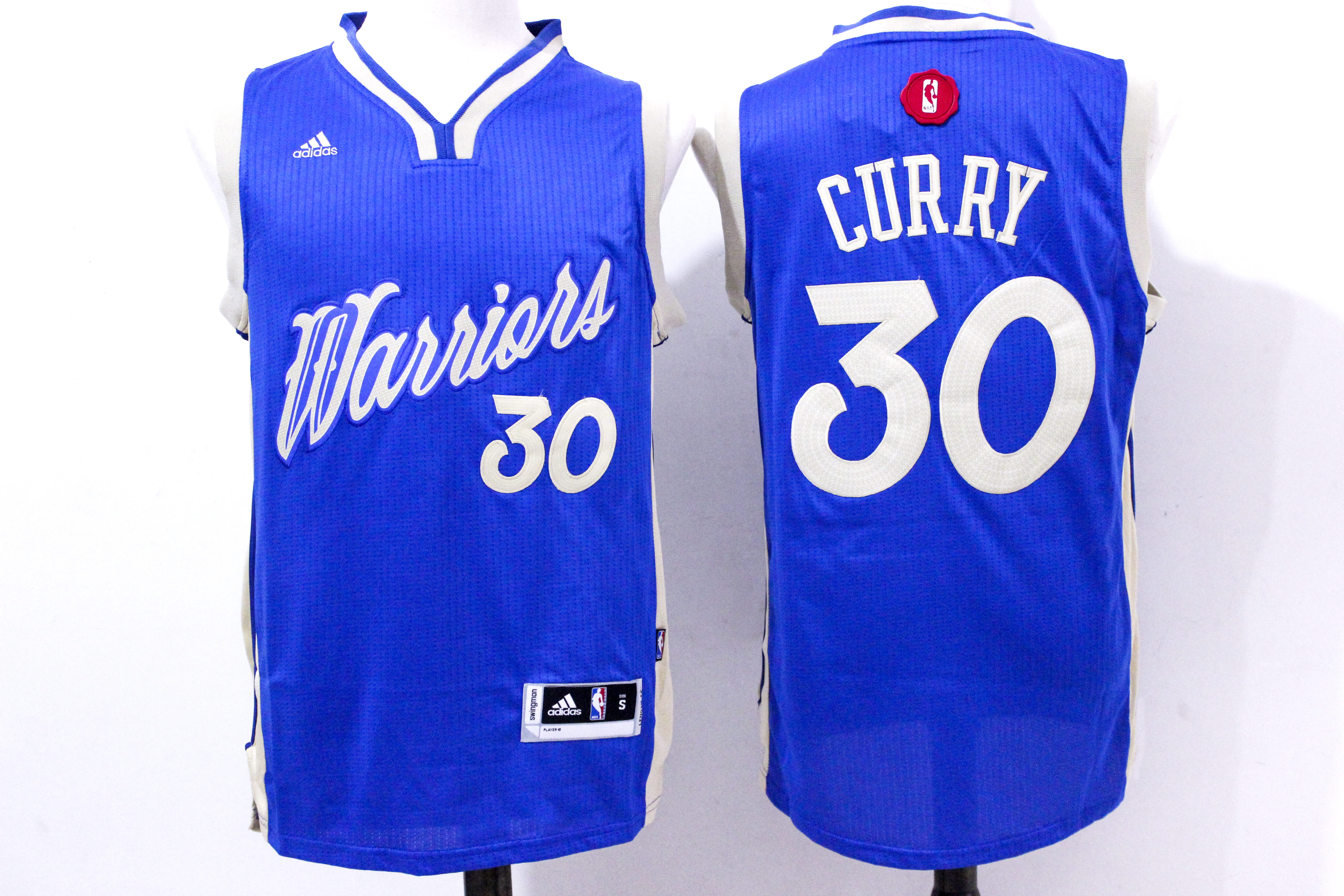 Warriors 30 Stephen Curry Blue 2015-16 Christmas Day Swingman Jersey