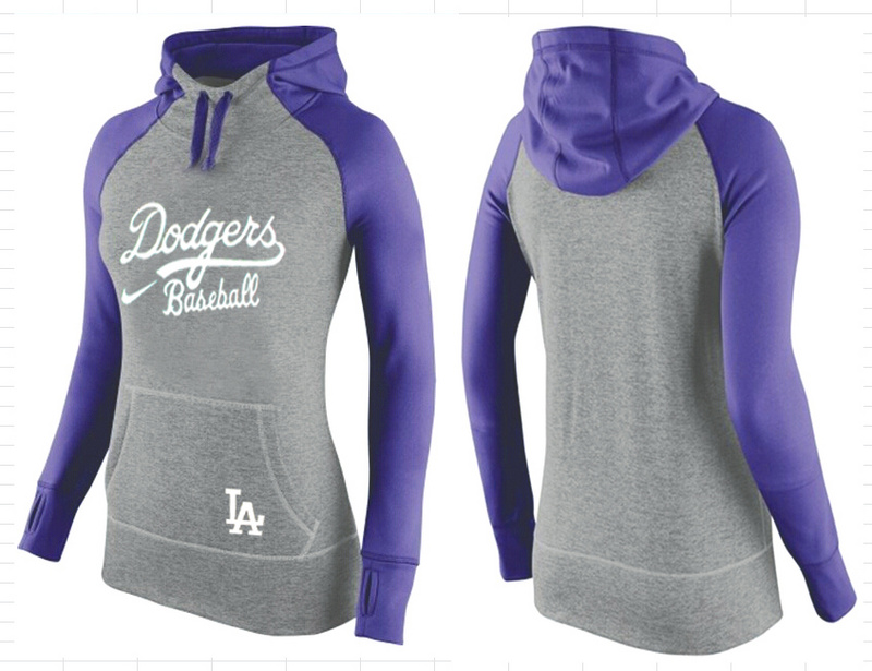 Dodgers Grey Pullover Women Hoodie3