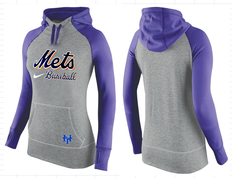 Mets Grey Pullover Women Hoodie3