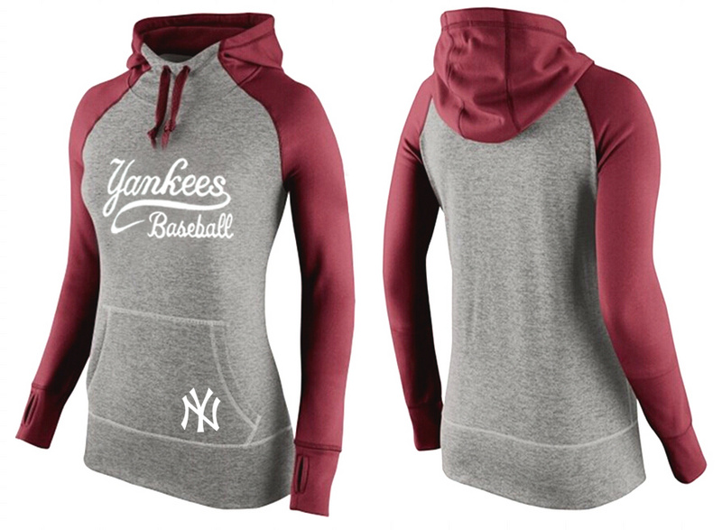 Yankees Grey Pullover Women Hoodie6