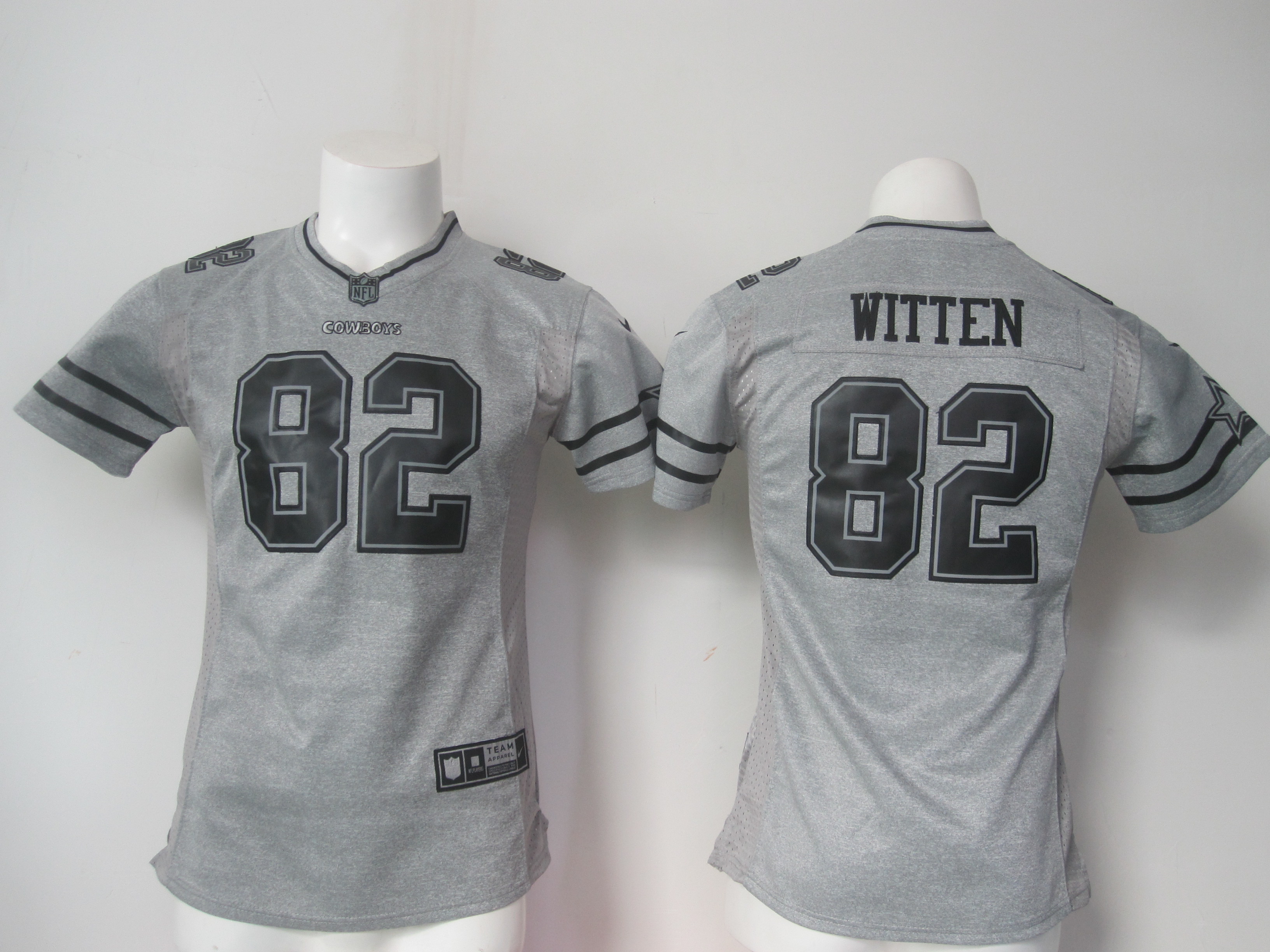 Nike Cowboys 82 Jason Witten Grey Gridiron Grey Women Game Jersey - Click Image to Close