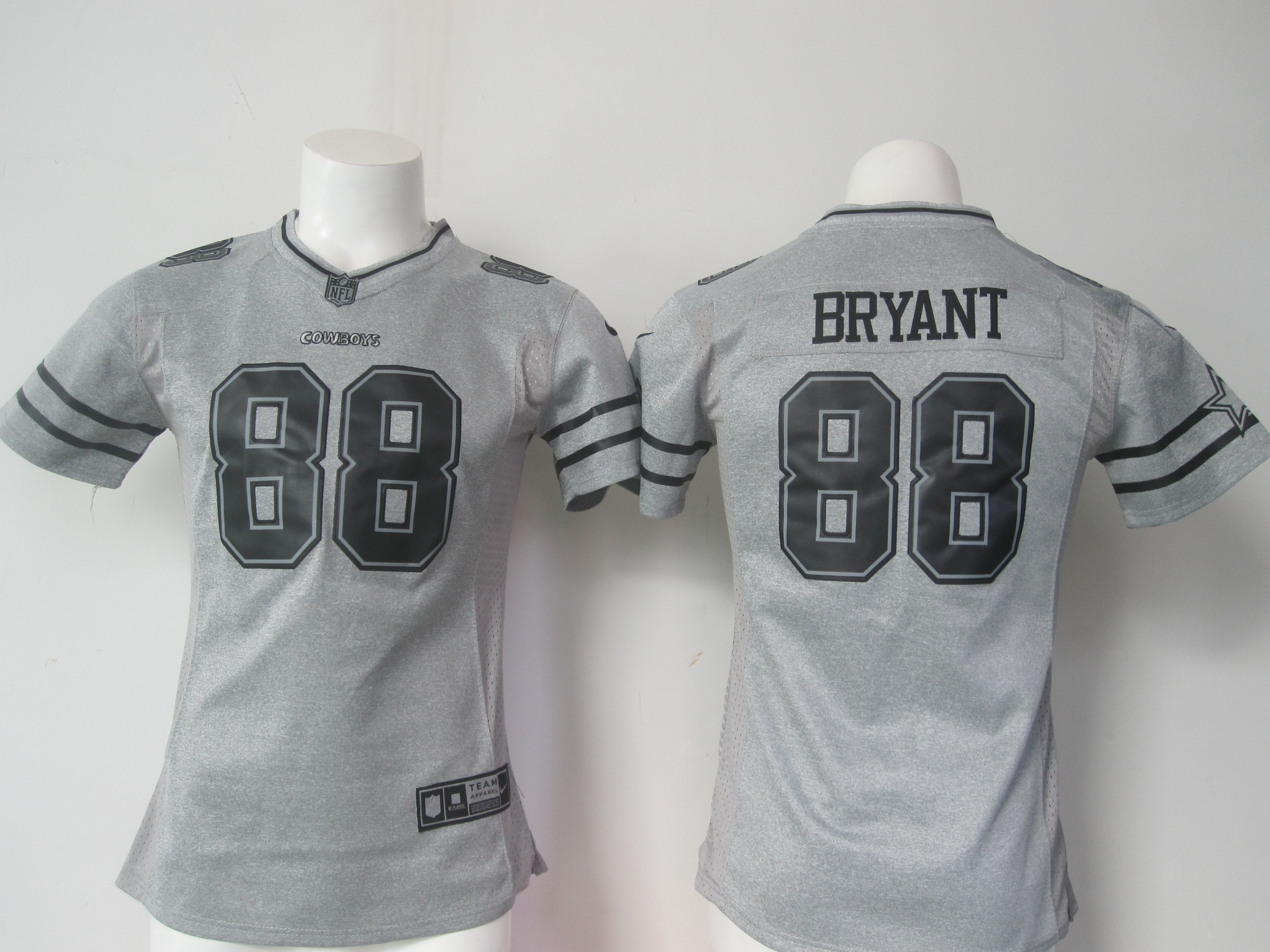 Nike Cowboys 88 Dez Bryant Grey Gridiron Grey Women Game Jersey - Click Image to Close
