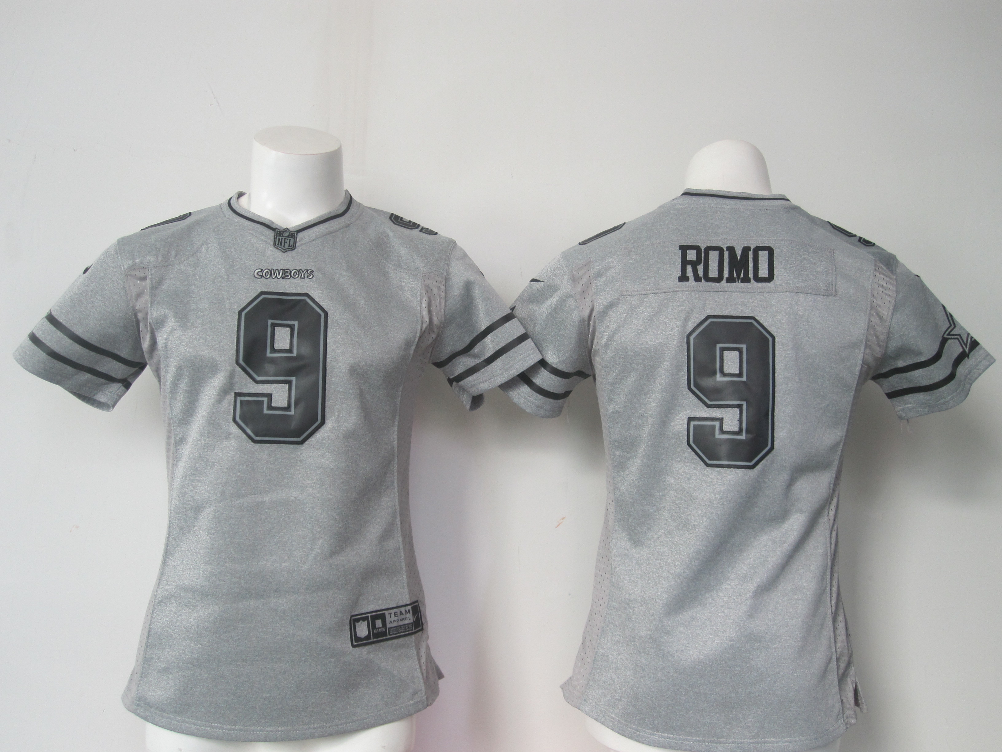 Nike Cowboys 9 Tony Romo Grey Gridiron Grey Women Game Jersey - Click Image to Close