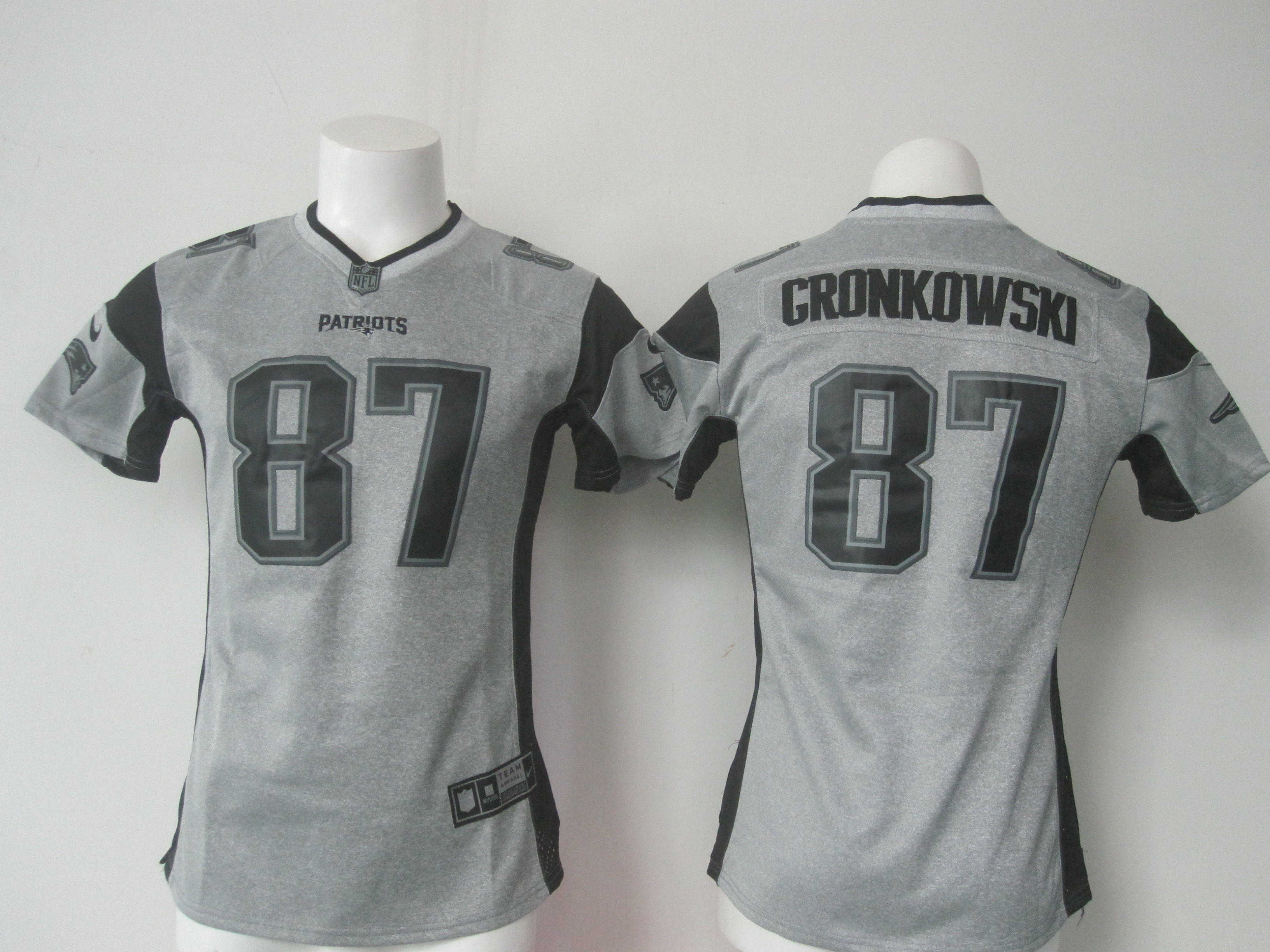 Nike Patriots 87 Rob Gronkowski Grey Gridiron Grey Women Game Jersey