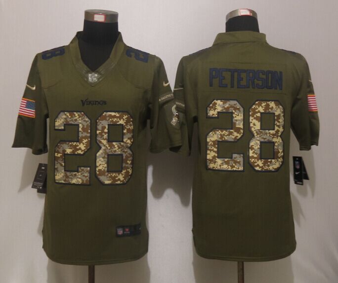 Nike Vikings 28 Adrian Peterson Green Salute To Service Limited Jersey