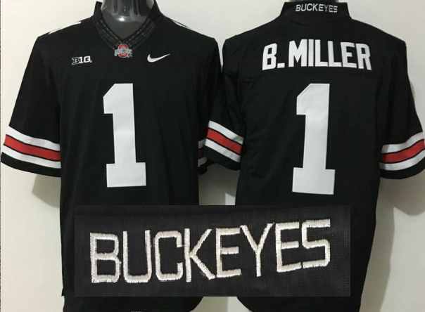 Ohio State Buckeyes 1 B.Miller Black New College Jersey