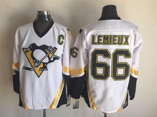 Penguins 66 Mario Lemieux White CCM Jersey