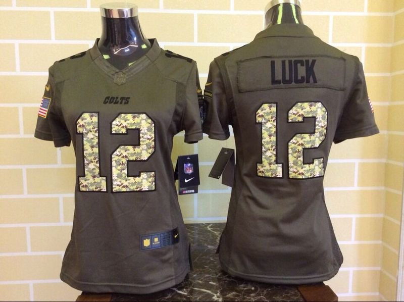 Nike Colts 12 Andrew Luck Green Salute To Service Women Limited Jersey