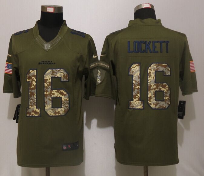 Nike Seahawks 16 Tyler Lockett Green Salute To Service Limited Jersey