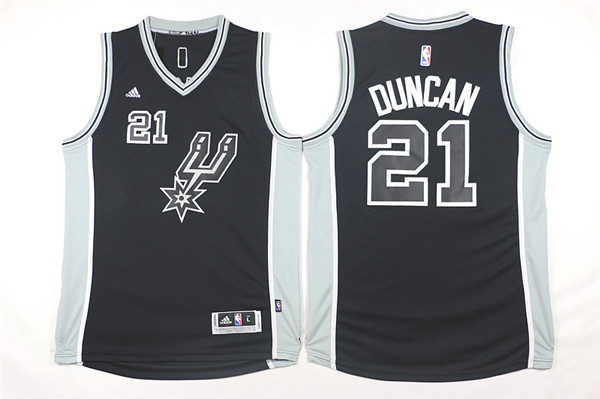 Spurs 21 Tim Duncan Black 2015-16 Swingman Jersey
