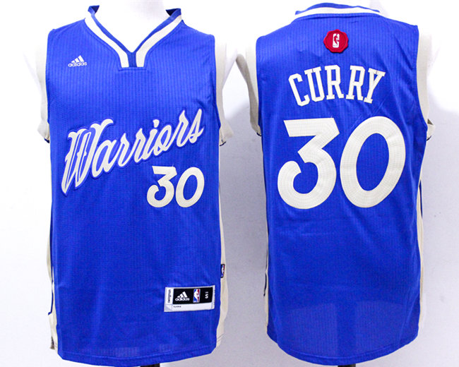 Warriors 30 Stephen Curry Blue 2015-16 Christmas Day Swingman Jersey