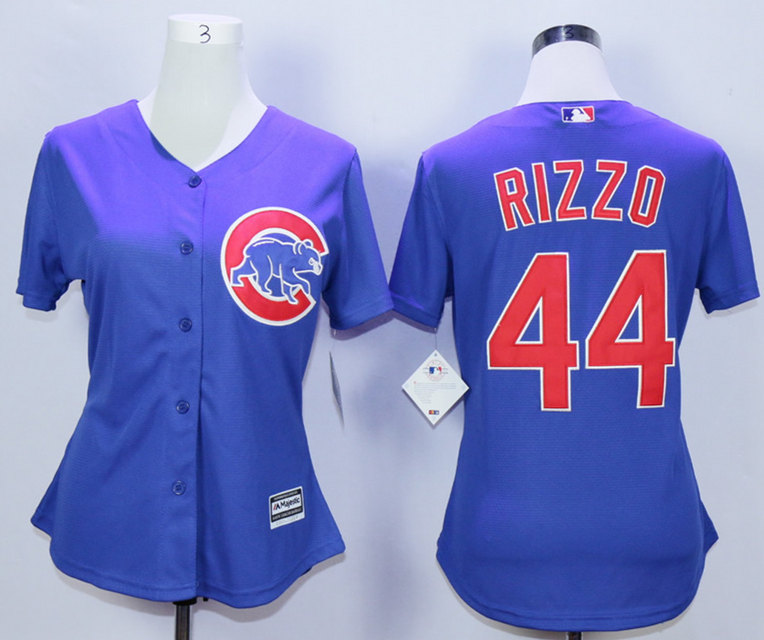 Cubs 44 Anthony Rizzo Blue Women New Cool Base Jersey