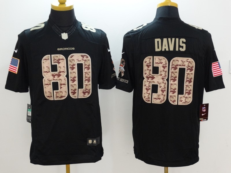 Nike Broncos 80 Vernon Davis Black Salute To Service Limited Jersey
