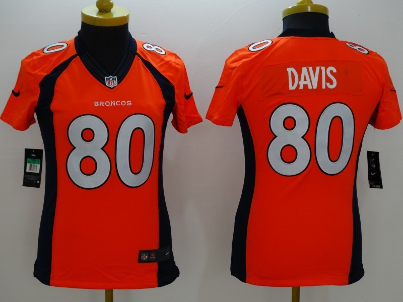 Nike Broncos 80 Vernon Davis Orange Women Limited Jersey