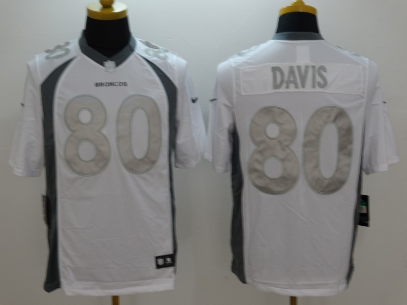 Nike Broncos 80 Vernon Davis White Platinum Limited Jersey