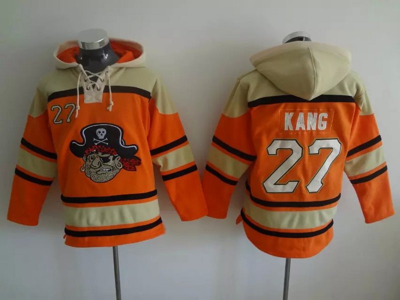 Pirates 27 Jung-ho Kang Orange All Stitched Hooded Sweatshirt