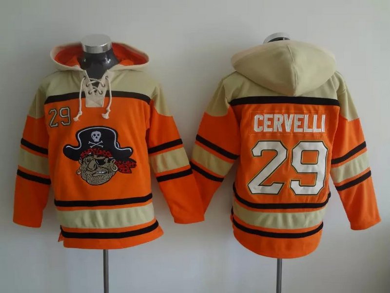 Pirates 29 Francisco Cervelli Orange All Stitched Hooded Sweatshirt