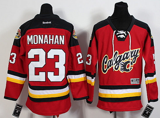 Flames 23 Sean Monahan Red Reebok Youth Jersey