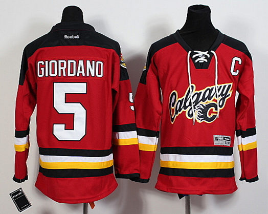 Flames 5 Mark Giordano Red Reebok Youth Jersey