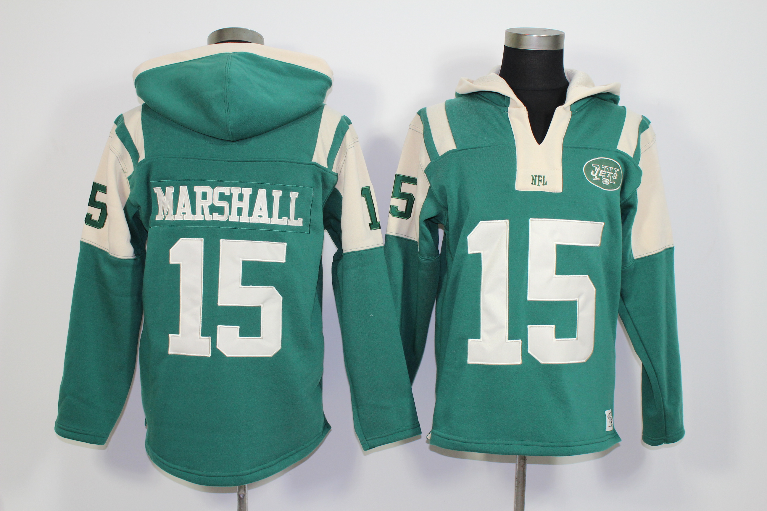 Nike Jets 15 Brandon Marshall Green All Stitched Hooded Sweatshirt - Click Image to Close