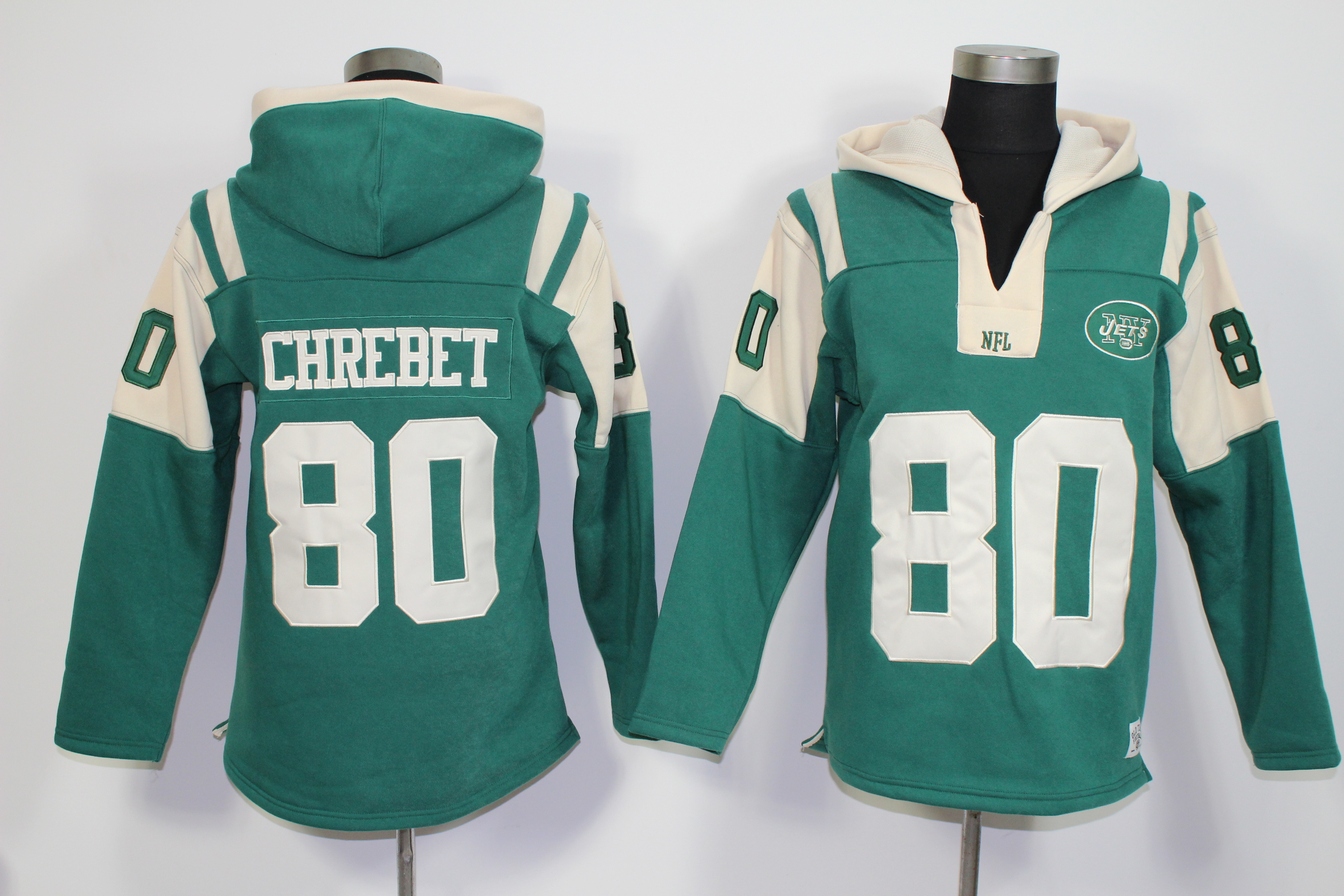 Nike Jets 80 Wayne Chrebet Green All Stitched Hooded Sweatshirt