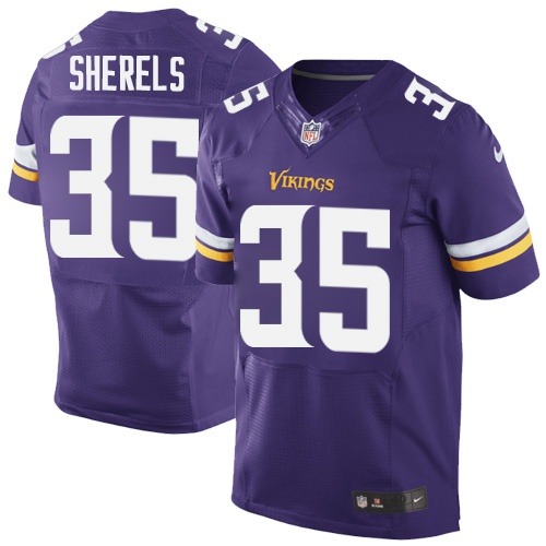 Nike Vikings 35 Marcus Sherels Purple Elite Jersey