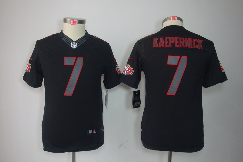 Nike 49ers 7 Colin Kaepernick Black Impact Limited Youth Jersey - Click Image to Close